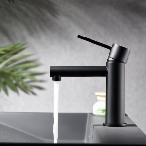 Torneira para lavatório preto fosco em latão com cartucho cerâmico 25mm