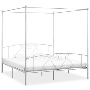 Cama com dossel metal 200x200 cm branco