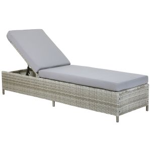 Espreguiçadeira com almofada turin rattan sintético cinzento