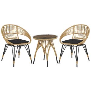 Conjunto bistro com almofadas pellaro rattan sintético preto