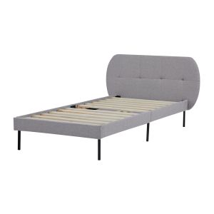 Cama estofada porvoo com cabeceira têxtil 90x200cm - cinzento [en.casa]