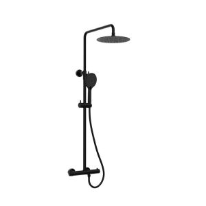 Conjunto de chuveiro termostático round elite redondo preto 250mm