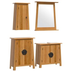 4 pcs conjunto móveis p/ casa de banho madeira de pinho maciça