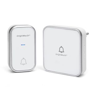 Aigostar campainha sem fio autoalimentada,36 melodias,3 volumes,branco