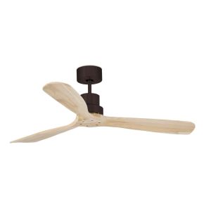 Ventoinha de teto com motor dc em aço castanho pás em pinho 6 velocidades