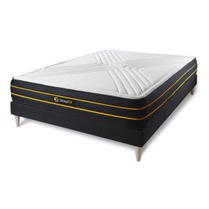 Conjunto de estrado preto + colchão sleepfit ultra (180x220 cm - espuma vis