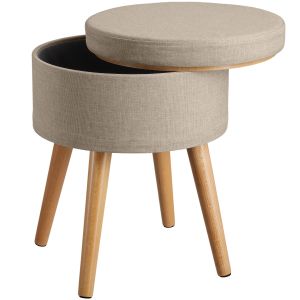 Tectake banco almofadado com arrumação, efeito linho, 35,5x45,5 cm, areia