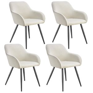 4 cadeiras de sala de jantar com design de pana 58 x 62 x 82 cm crema/preto