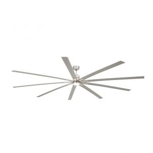 Ventilador de teto extra longo em aço níquel inox com luz LED e comando rem