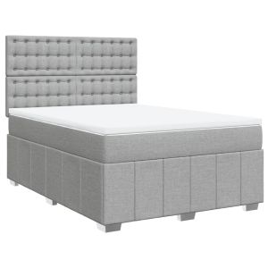 vidaXL cama box spring con colchón tela gris claro 160x200 cm