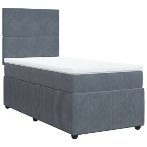 vidaXL cama box spring con colchón terciopelo gris oscuro 90x190 cm