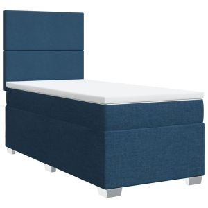 vidaXL cama box spring con colchón tela azul 100x200 cm