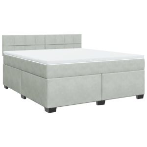 vidaXL cama box spring con colchón terciopelo gris claro 180x200 cm