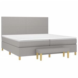 vidaXL cama box spring con colchón tela gris claro 200x200 cm