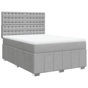vidaXL cama box spring con colchón tela gris claro 160x200 cm