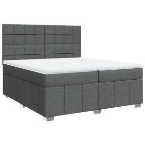vidaXL cama box spring con colchón tela gris oscuro 200x200 cm