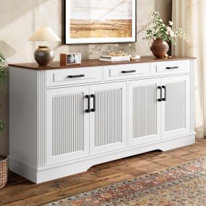 Aparador branco com 4 portas 3 gavetas 75x160x40cm
