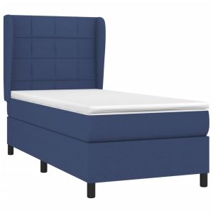 vidaXL cama box spring con colchón tela azul 100x200 cm
