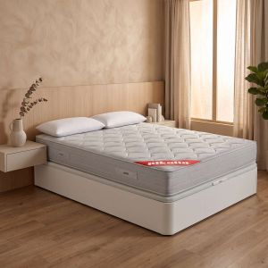 Colchão 140x190cm, sommier com arrumação e almofada pikolin branco montagem