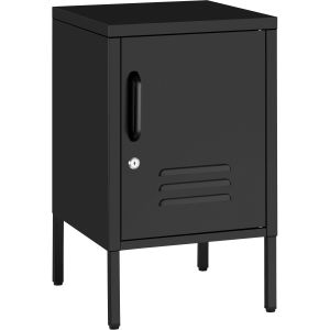 Tectake mesa cabeceira aço metal, 2 compartimentos, 35x42,5x60,5 cm, preto