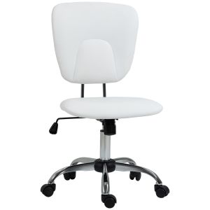 Cadeira de escritório couro sintético, espuma e aço branco