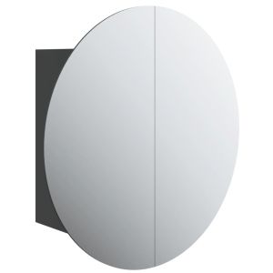 Armário de banheiro vidaxl com espelho redondo e LED preto 40x40x17,5 cm