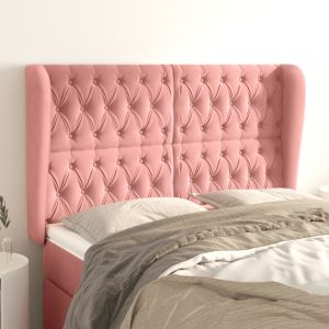 Cabeceira cama c/ abas veludo 163x23x118/128 cm rosa