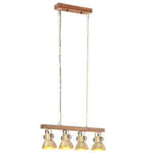 vidaXL lámpara de techo industrial madera de mango latón E27