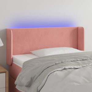 Cabeceira de cama c/ luzes LED veludo 103x16x78/88 cm rosa