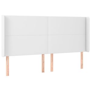 vidaXL cabecero con orejas de cuero sintético blanco 203x16x118/128 cm