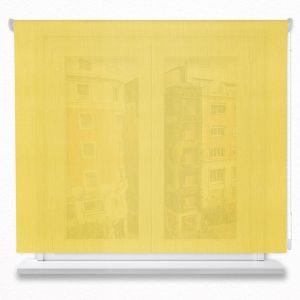 Estor enrollable translúcido poliéster liso color amarillo 100x150cm.