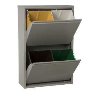 Lixeira de reciclagem com 4 compartimentos, cinza fosco - 4 x 18l.
