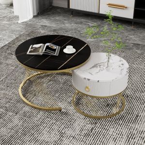 Mesa de centro modular 2 peças mdf preto 45x70x70cm