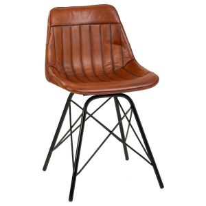 Cadeira metal e piel marrom 46x49x78,5
