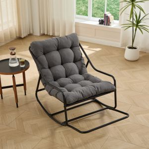 Cadeira balanço exterior com almofada grossa 75x116x82cm aço cinzento