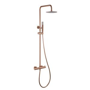 Conjunto chuveiro termostático gênova ouro rosa escovado-imex