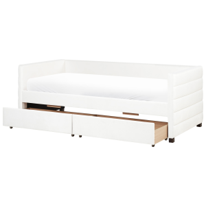 Cama de dia com arrumação marray veludo branco creme 90 x 200 cm