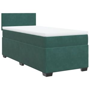 vidaXL cama box spring con colchón terciopelo verde oscuro 100x200 cm