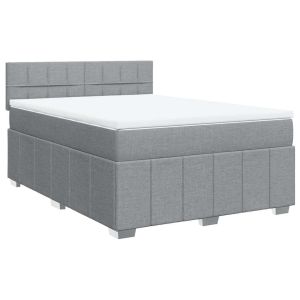vidaXL cama box spring con colchón tela gris claro 140x200 cm