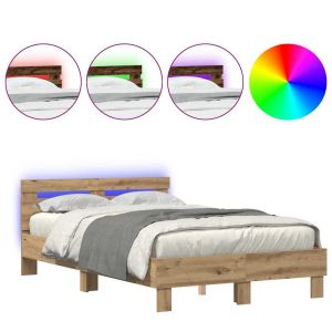 vidaXL estructura de cama con cabecera roble artisan 120 x 200 cm