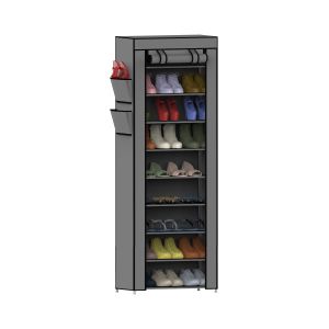 Organizador de sapatos com 9 prateleiras branco/cinza 58x28x158cm