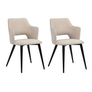 Meubles cosy - cadeiras - estilo escandinavo tecido bege - 48x54,5x79 cm