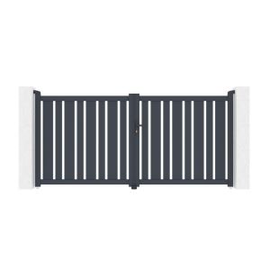 Portão de batente ajustável largura 3m veymont h.140cm alumínio cinza
