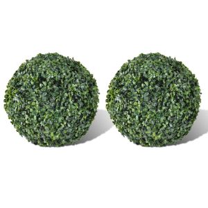 Bola de buxo topiária folhas artificiais 27 cm 2 pcs ergft2037