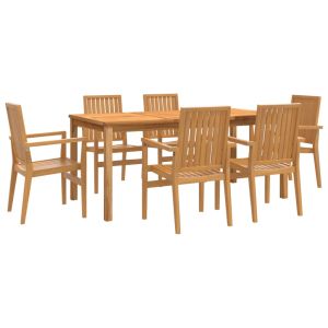 vidaXL juego de comedor de jardín 7 piezas madera maciza de teca