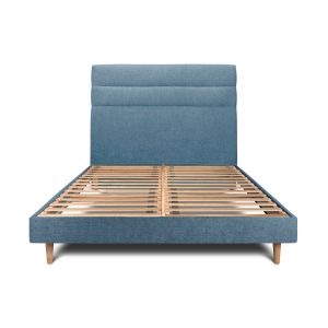 Cama de 135x190 cm com cabeceira de linha - tela fosca - azul oceânico