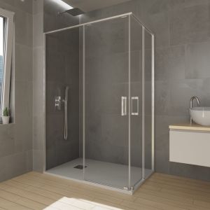 Resguardo angular twenty transparente cromado 75x75 cm