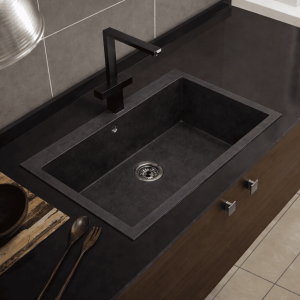 Lava-loiça de cozinha vali encastrar 81,5x51 cm resina carvão