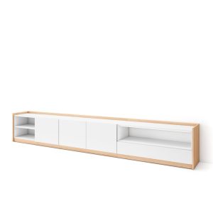 Móvel de tv, 310x37x50cm, branco e carvalho soft rf4332