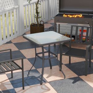 Mesa de jardim quadrada estável 68,5x68,5x84cm metal preto